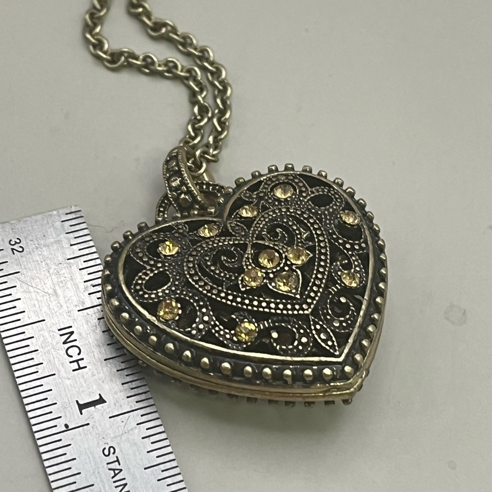 Victorian-Inspired Gold and Bronze Heart Necklace - Picture 4 of 4